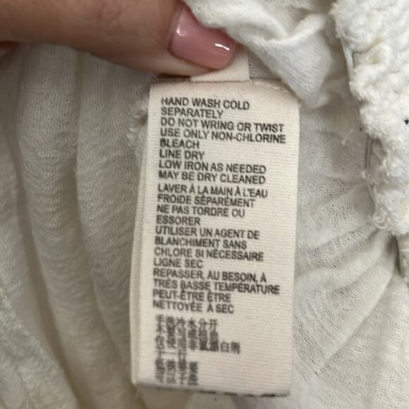 We the Free White Cropped Off Shoulder Buttoned Front Top Size Large - Picture 7 of 9